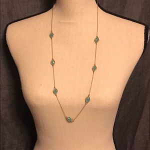 Teal and gold necklace and earrings